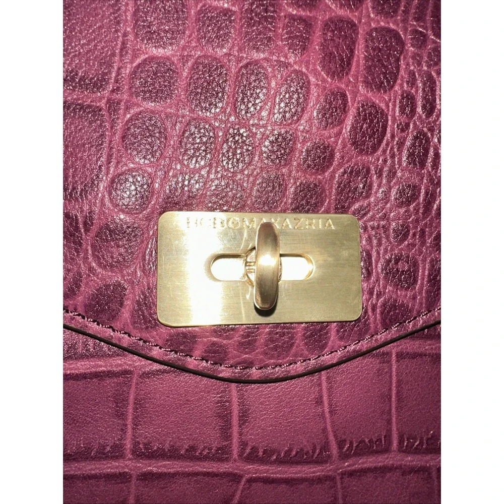 BCBGmaxazria Milano Genuine Leather Satchel Shoulder Bag Merlot Gold Hardware